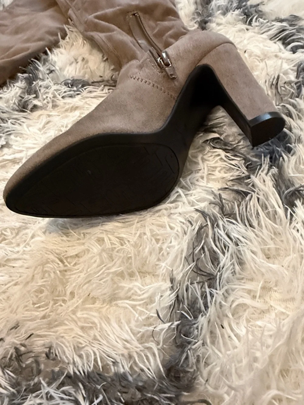 Unisa Taupe Over-the-Knee Suede Heeled Boots